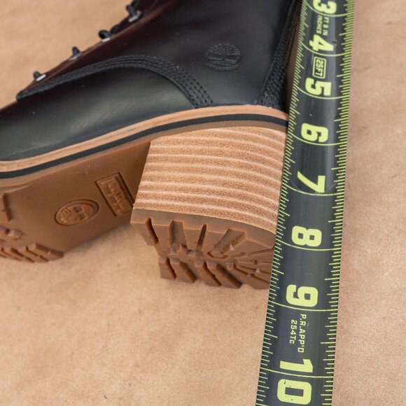 Timberland Women Sienna Black Leather Zip Lace Lug Combat Ankle Boots size 6 - Picture 6 of 8